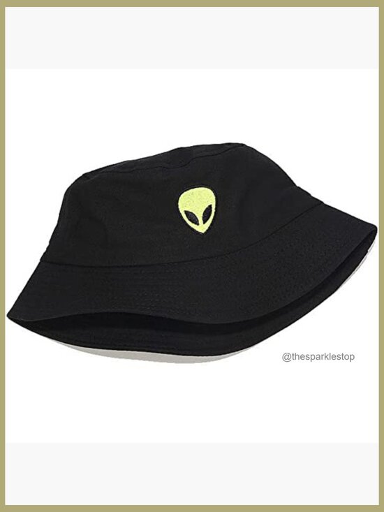 Cotton Bucket Hat with Embroidery, Foldable, Unisex, One Size